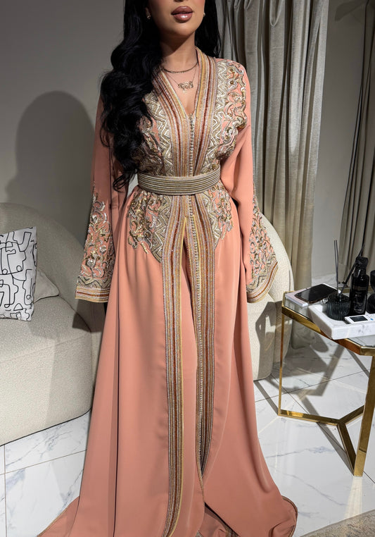 Luxury Lebsa in Silk Crepe with Elegant Hand Embroidery