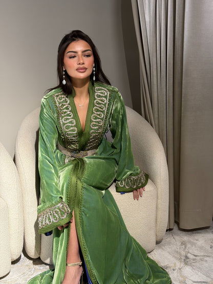 Emerald Green with Silver Embroidery