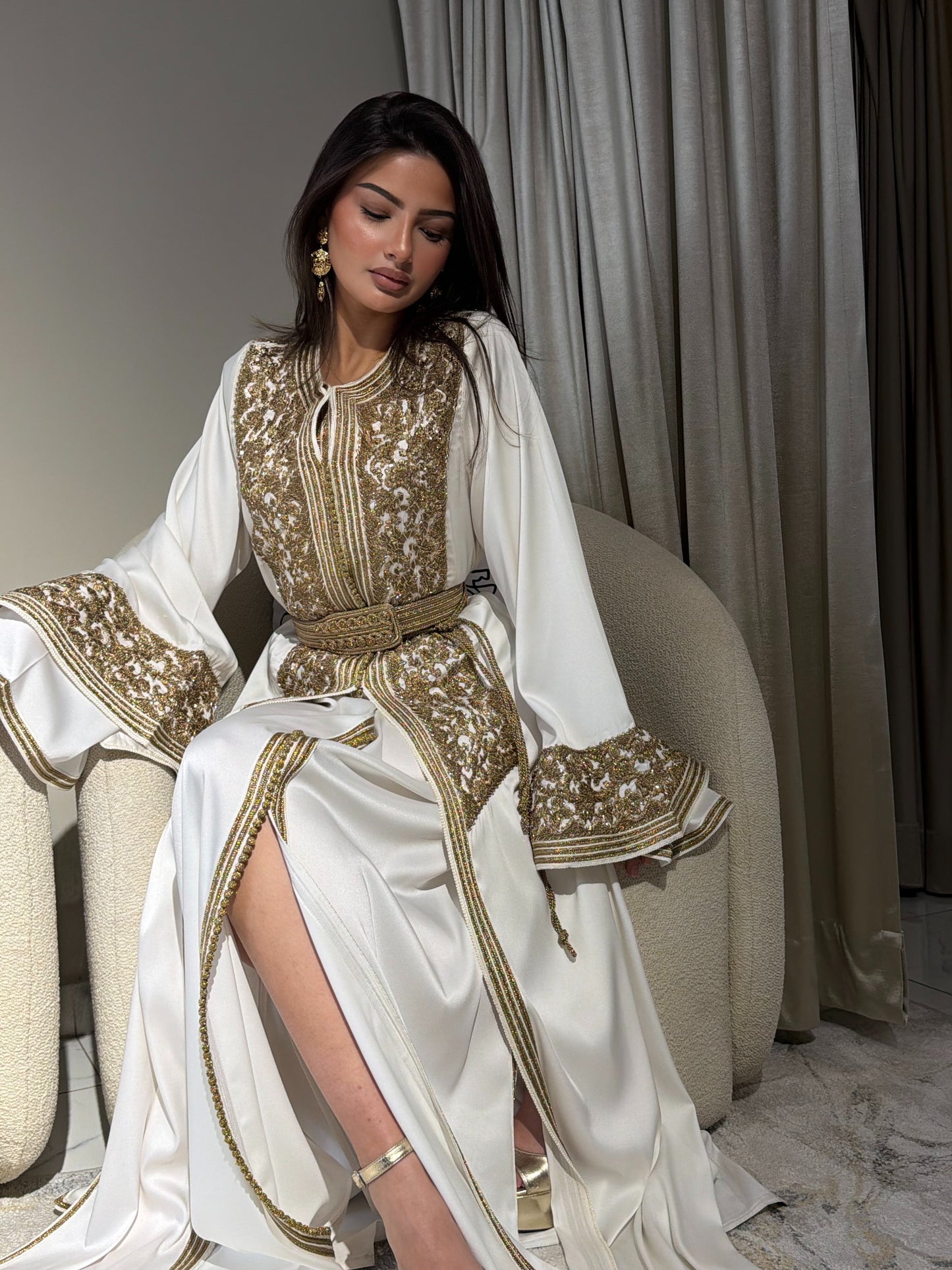 Ivory White with Gold Embroidery