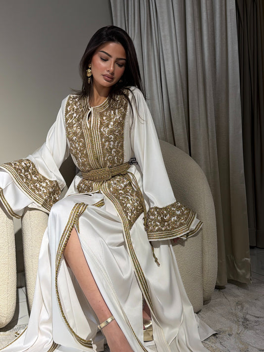 Ivory White with Gold Embroidery