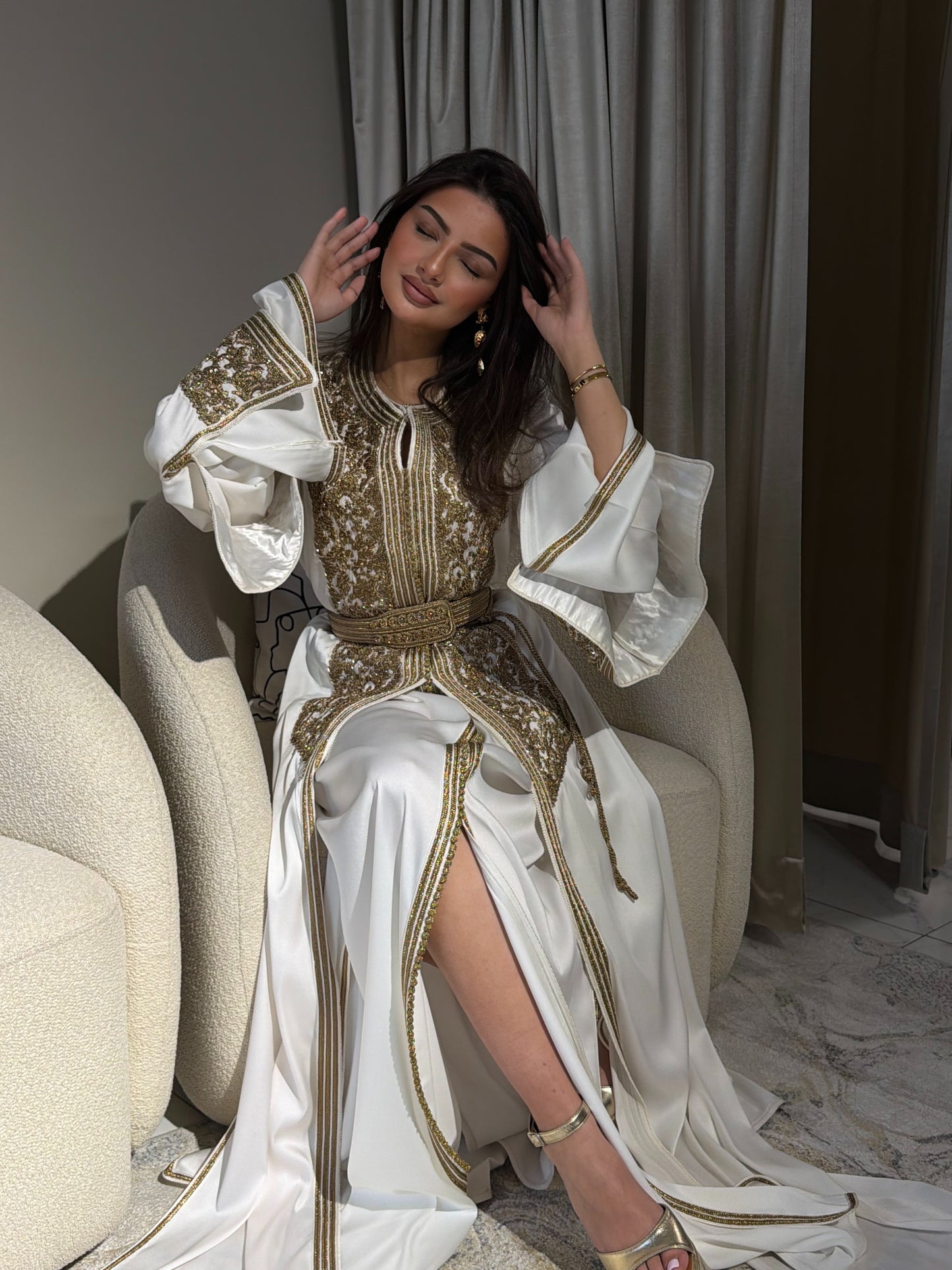 Ivory White with Gold Embroidery