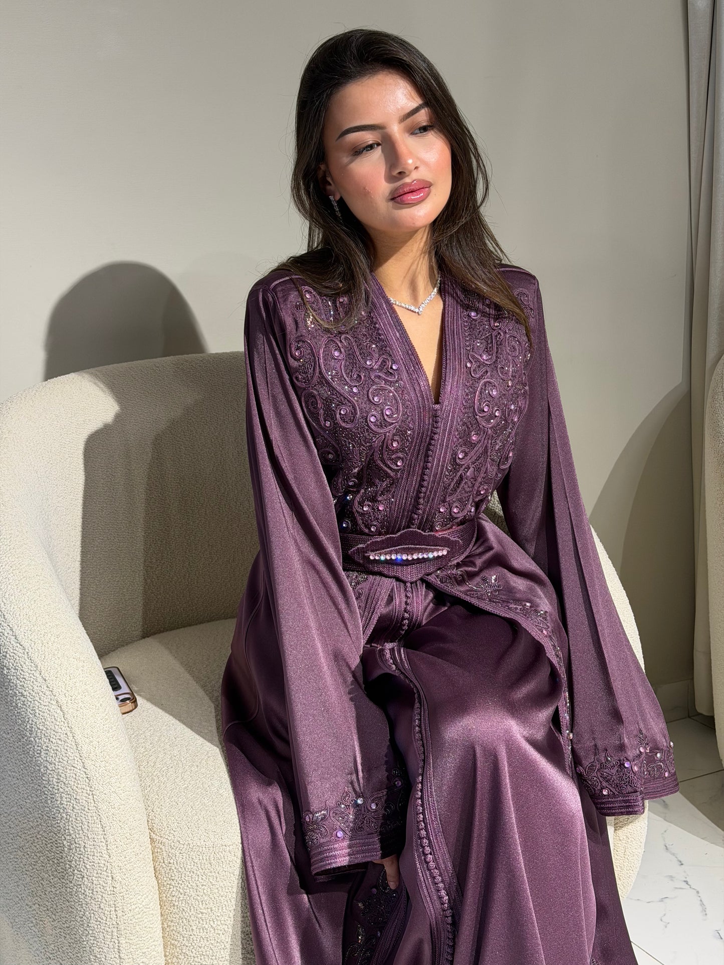 Luxury Lebsa in Dark Plum Silk Cady – Two-Piece Set