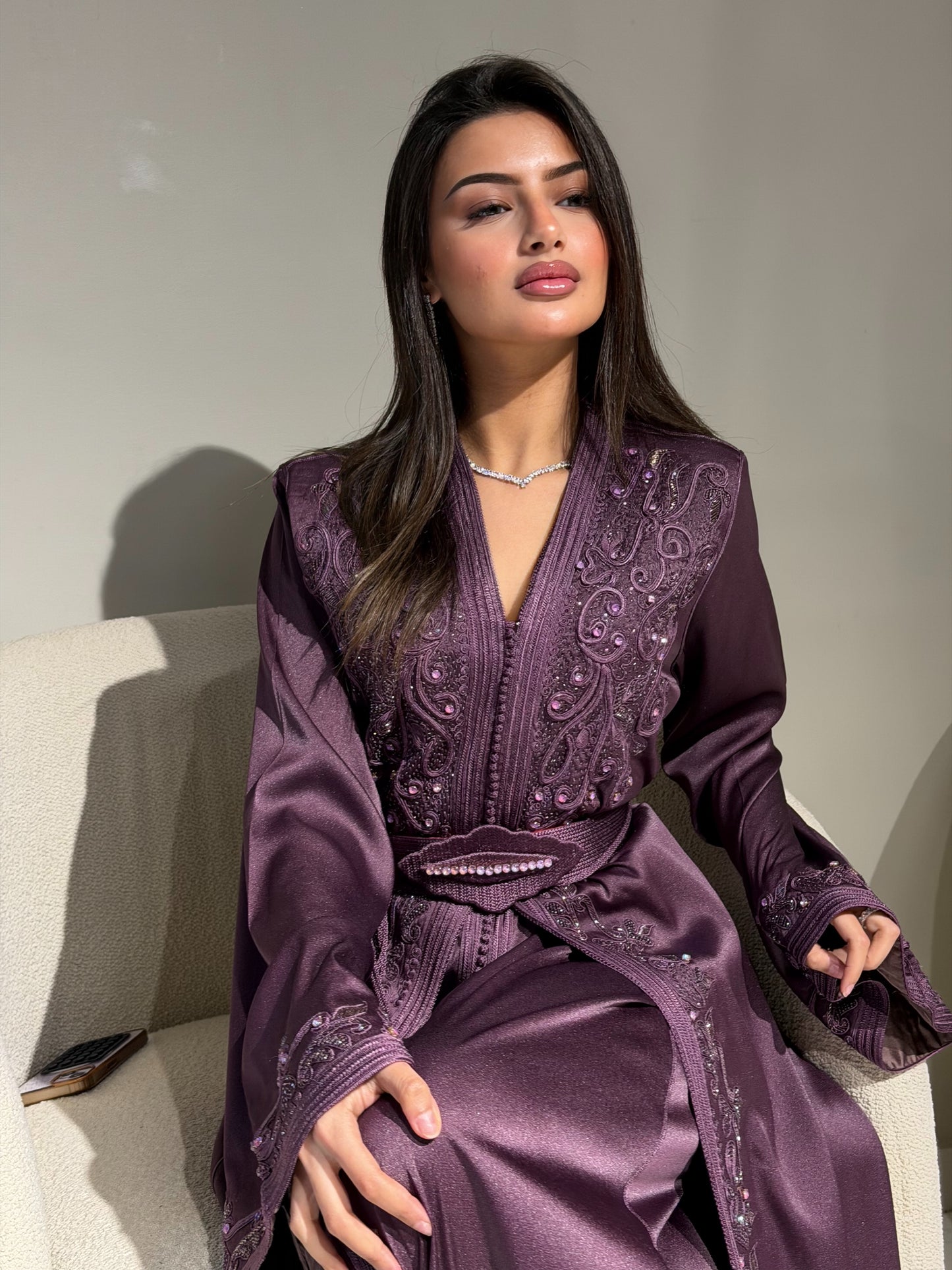 Luxury Lebsa in Dark Plum Silk Cady – Two-Piece Set