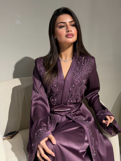 Luxury Lebsa in Dark Plum Silk Cady – Two-Piece Set