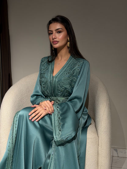 Luxury Lyon Lebsa – Two-Piece Set in Blue Silk Cady Fabric