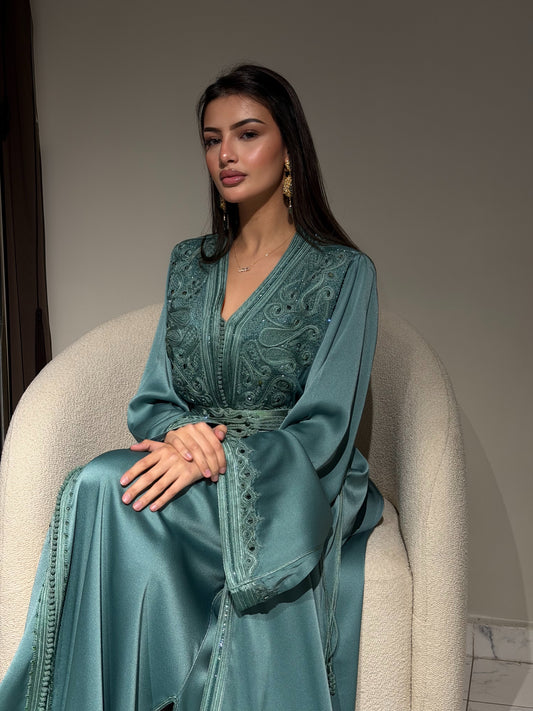 Luxury Lyon Lebsa – Two-Piece Set in Blue Silk Cady Fabric
