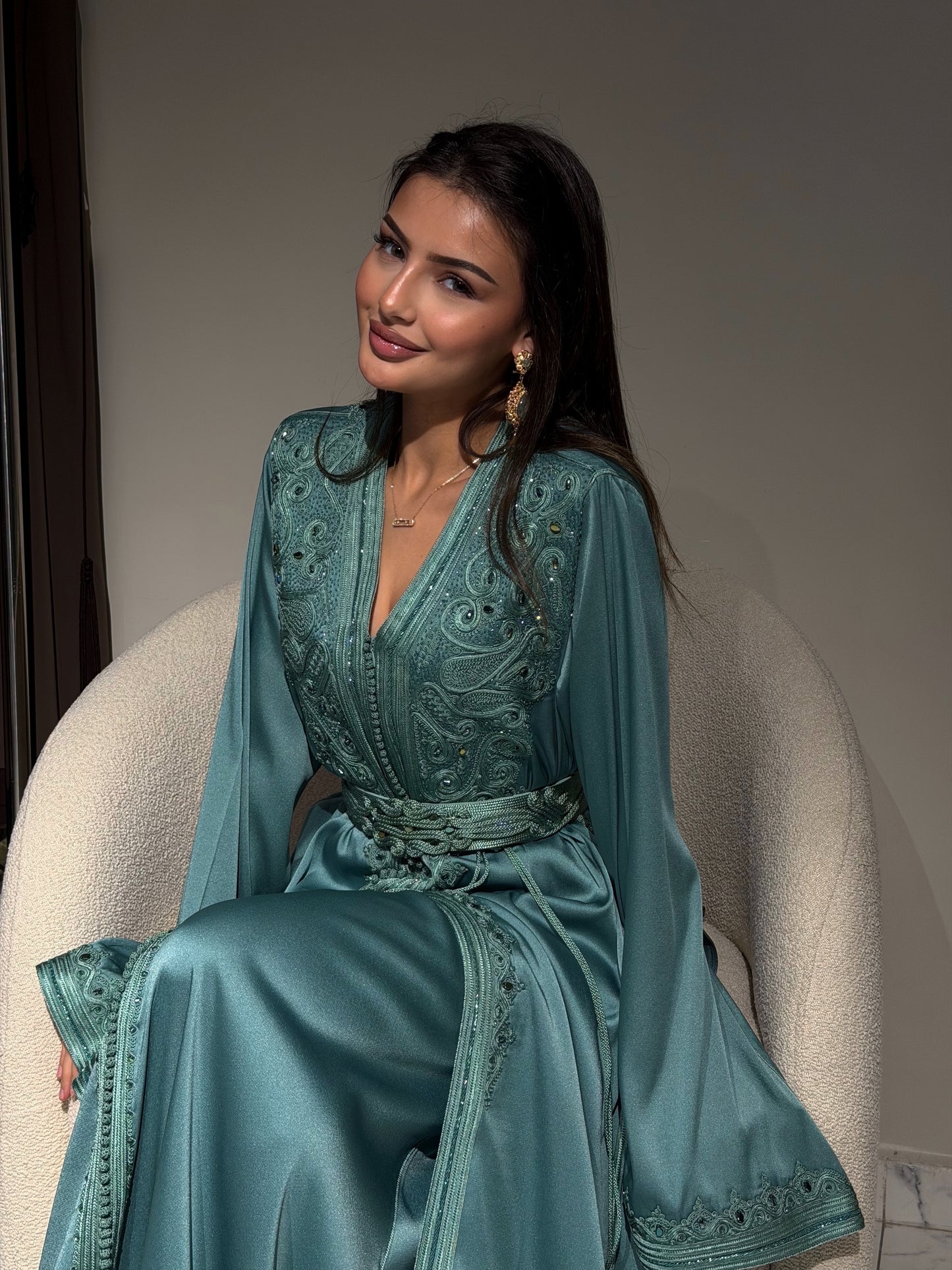 Luxury Lyon Lebsa – Two-Piece Set in Blue Silk Cady Fabric