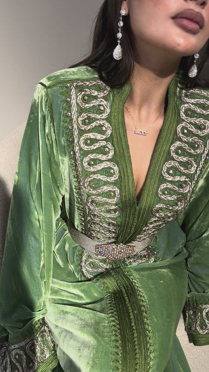 Emerald Green with Silver Embroidery